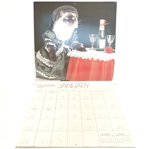 Vintage 1989 Calendar Pictures of Cats Dressed Up in Clothes Kitty Cute Kitten - Picture 6 of 16